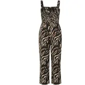 Angel of Style - Dames - Jumpsuit eendelig all-over print wijde rechte broek - Zwart - Maat 60