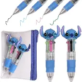 Sarcia.eu Stitch 2 stuks Multicolour MINI automatische schoolpen 4in1 + zakje/pennenetui