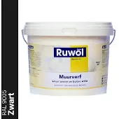 Ruwol Muurverf binnen en buiten Mat Zwart (RAL 9005) 5 liter
