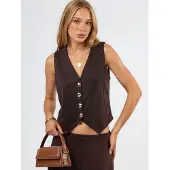 Busem Effen V-hals Geknoopte Vest