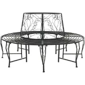 vidaXL Boom Bank 8-Aantal zitplaatsen Ø 160 x 89 cm Staal Zwart Rond