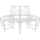 vidaXL Boom Bank 8-Aantal zitplaatsen Ø 160 x 89 cm Staal Antiek wit