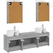vidaXL Badkamermeubel Set 5 st Grijs Sonoma Bewerkt hout en glas