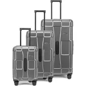Epic Crate Trunks 4 wielen Kofferset 3-delig zilverkleurig