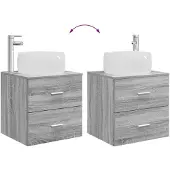 vidaXL Badkamerkast set, 2 stuks, grijs Sonoma, houtfineer