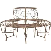 vidaXL Boom Bank 8-Aantal zitplaatsen Ø 160 x 89 cm Staal Antiek Bruin