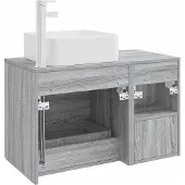 vidaXL Badkamerkast set, 2 stuks, grijs Sonoma, houtfineer