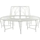 vidaXL Boom Bank 8-Aantal zitplaatsen Ø 160 x 89 cm Staal Antiek wit