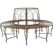 vidaXL Boom Bank 8-Aantal zitplaatsen Ø 160 x 89 cm Staal Antiek Bruin