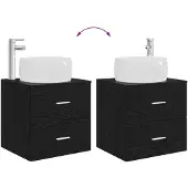 vidaXL Badkamerkast set, 2 stuks, zwart eikenfineer