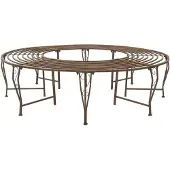 vidaXL Boom Bank 8-Aantal zitplaatsen Ø 160 x 44 cm Staal Antiek Bruin