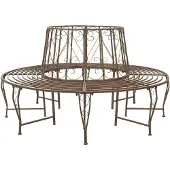 vidaXL Boom Bank 8-Aantal zitplaatsen Ø 160 x 89 cm Staal Antiek Bruin