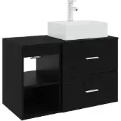 vidaXL Badkamerkast set, 2 stuks, zwart eikenfineer