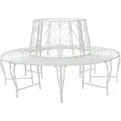 vidaXL Boom Bank 8-Aantal zitplaatsen Ø 160 x 89 cm Staal Antiek wit