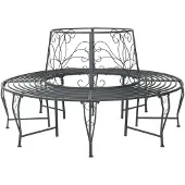 vidaXL Boom Bank 8-Aantal zitplaatsen Ø 160 x 89 cm Staal Zilvergrijs