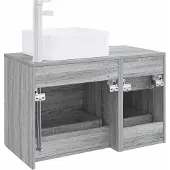 vidaXL Badkamerkast set, 2 stuks, grijs Sonoma, houtfineer