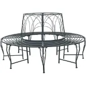 vidaXL Boom Bank 8-Aantal zitplaatsen Ø 160 x 89 cm Staal Zilvergrijs