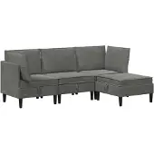 vidaXL Woonkamer Meubelset 4 st Donkergrijs Fluweel