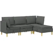 vidaXL Modulaire bankset met opslag 4 st Donkergrijs Stof