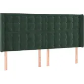 vidaXL Hoofdbord met randen 203x16x118/128 cm fluweel donkergroen