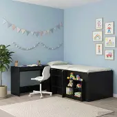 Prolenta Maison Exclusive - Bedtafel, zwart, eikenhoutlook, houtvezel