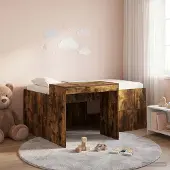 Prolenta Maison Exclusive - Stapelbed met bureau voor kinderen, gerookt eikenhout