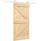vidaXL Schuifdeur 100 x 210 cm Massief grenenhout Natuurlijk en Wit