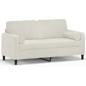 vidaXL Tweezitsbank met sierkussens 140 cm fluweel crèmekleurig
