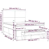 vidaXL Boxspring met matras fluweel donkerblauw 140x200 cm