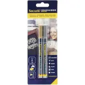 Securit krijtmarker small, blister met 2 stuks, goud en zilver