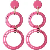 Charme Bijoux Oorbellen -Luna -roze -goudkleur- lange-