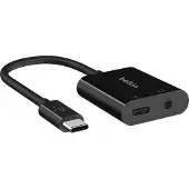 Belkin , USB-C naar Jack 3.5mm en USB-C Adapter voor Audio en Opladen 60W, Zwart