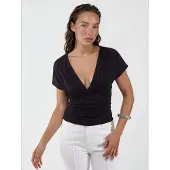 Busem V-hals Blouse met Strikdetails