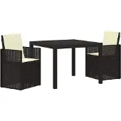 vidaXL Tuinset, 3 stuks, antraciet en crème, kunststof (PP)