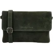 Hide & Stitches Brazos Schoudertas - Clutch - Crossbody - Suede - Leer - Leren Dames Tas - Olijfgroen
