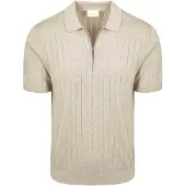 Profuomo Knitted Half Zip Poloshirt Dropneedle Beige
