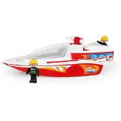 Lena brandweerboot speelgoed - BOAZZ Vuurboot met Boaties.