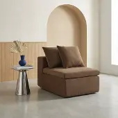 Sweeek Fauteuil voor modulaire bank chenille stof 1 zitplaats Bruin