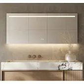 Schaere Badkamerspiegel met LED verlichting, verwarming, klok, sensor en dimfunctie 140x70 cm