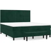 vidaXL Boxspring met matras fluweel donkergroen 180x200 cm