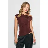 Gina Tricot  - Draped top -  Asymmetrische tops - Rood - XL - Dames