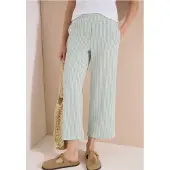Cecil Dames 7/8 Wide Legs broek in seersucker stof - Blauw - M