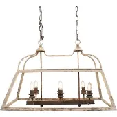 Clayre & Eef hanglamp, 87x35x60 cm, wit, bruin, hout