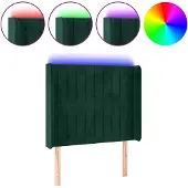 vidaXL Hoofdbord LED 83x16x118/128 cm fluweel donkergroen