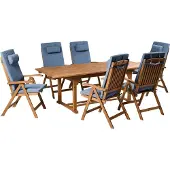 Beliani JAVA PREMIUM - Tuinset voor 6 - Blauw - Acaciahout