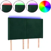 vidaXL Hoofdbord LED 147x16x118/128 cm fluweel donkergroen