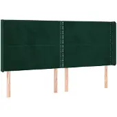 vidaXL Hoofdbord met randen 203x16x118/128 cm fluweel donkergroen
