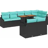 vidaXL Tuinbank Set 9 st 8-Aantal zitplaatsen Zwart en Teal