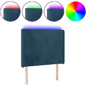 vidaXL Hoofdbord LED 93x16x118/128 cm fluweel donkerblauw