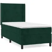 vidaXL Boxspring met matras fluweel donkergroen 90x190 cm